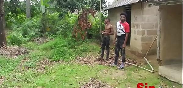  Two Brothers Caught Fucking Two  Local African Black With Vagina Sisters Farming In Public,